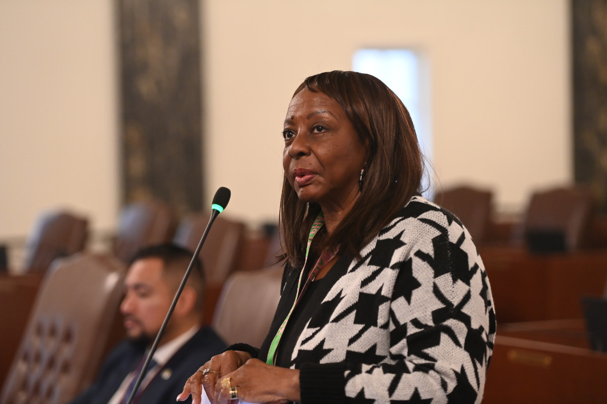 Senator Mattie Hunter speaks on the floor of the Senate.