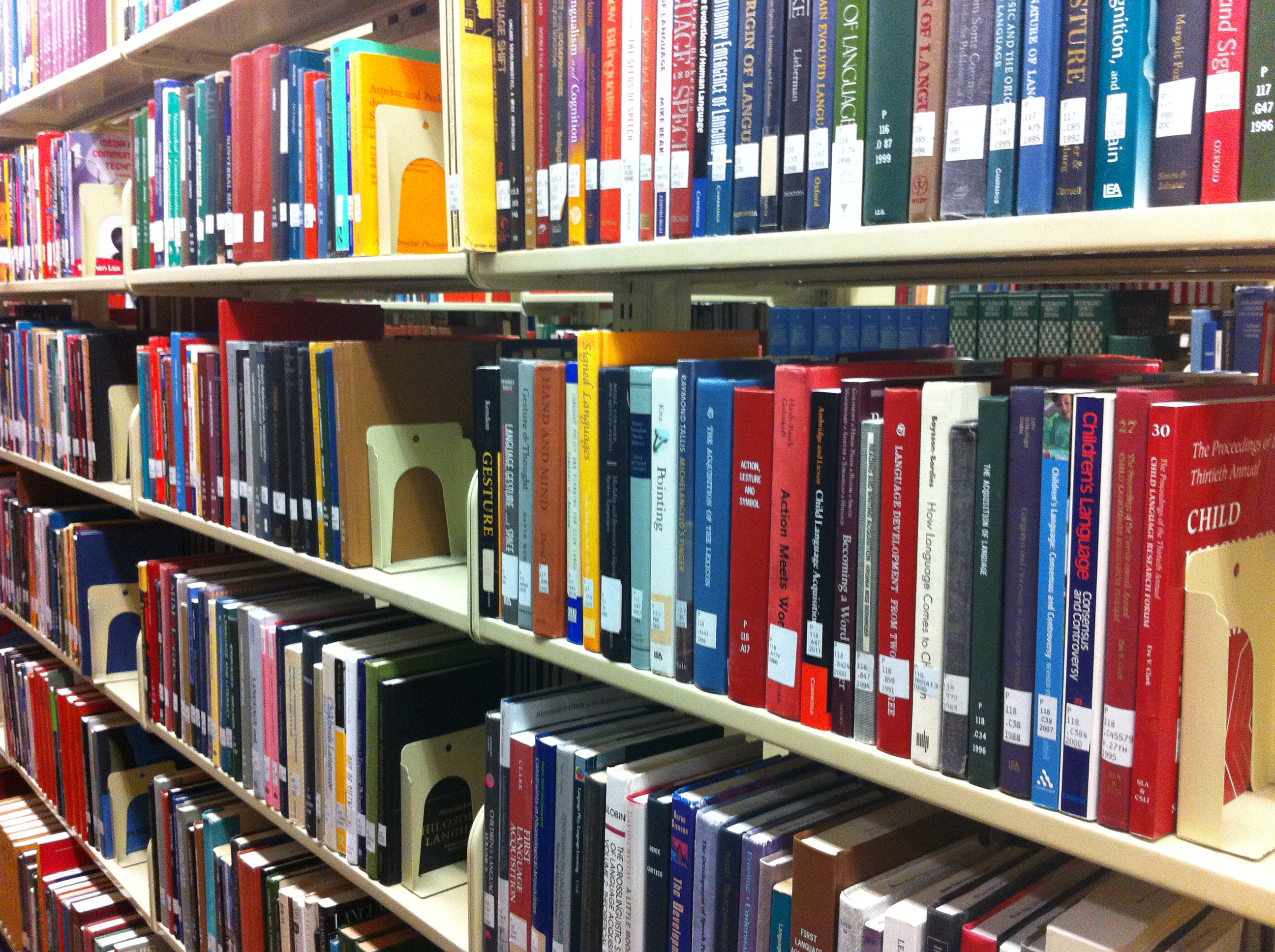 Shelves of Language Books in Library